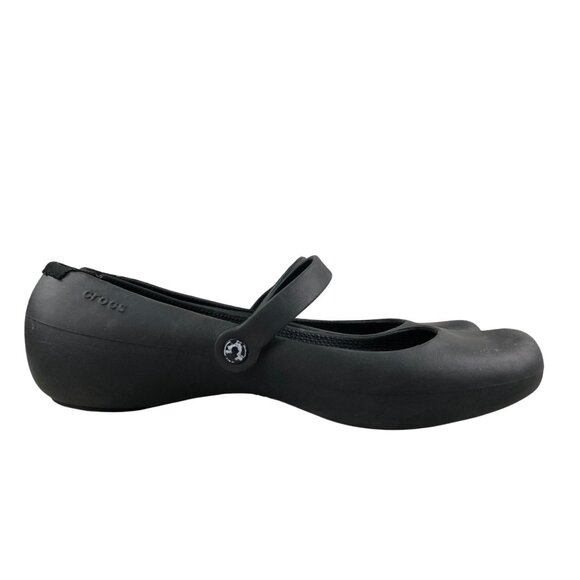 Crocs Women's Size 9 Alice Black Closed Toe Mary Jane Strap Work Ballet Flats - Picture 1 of 14